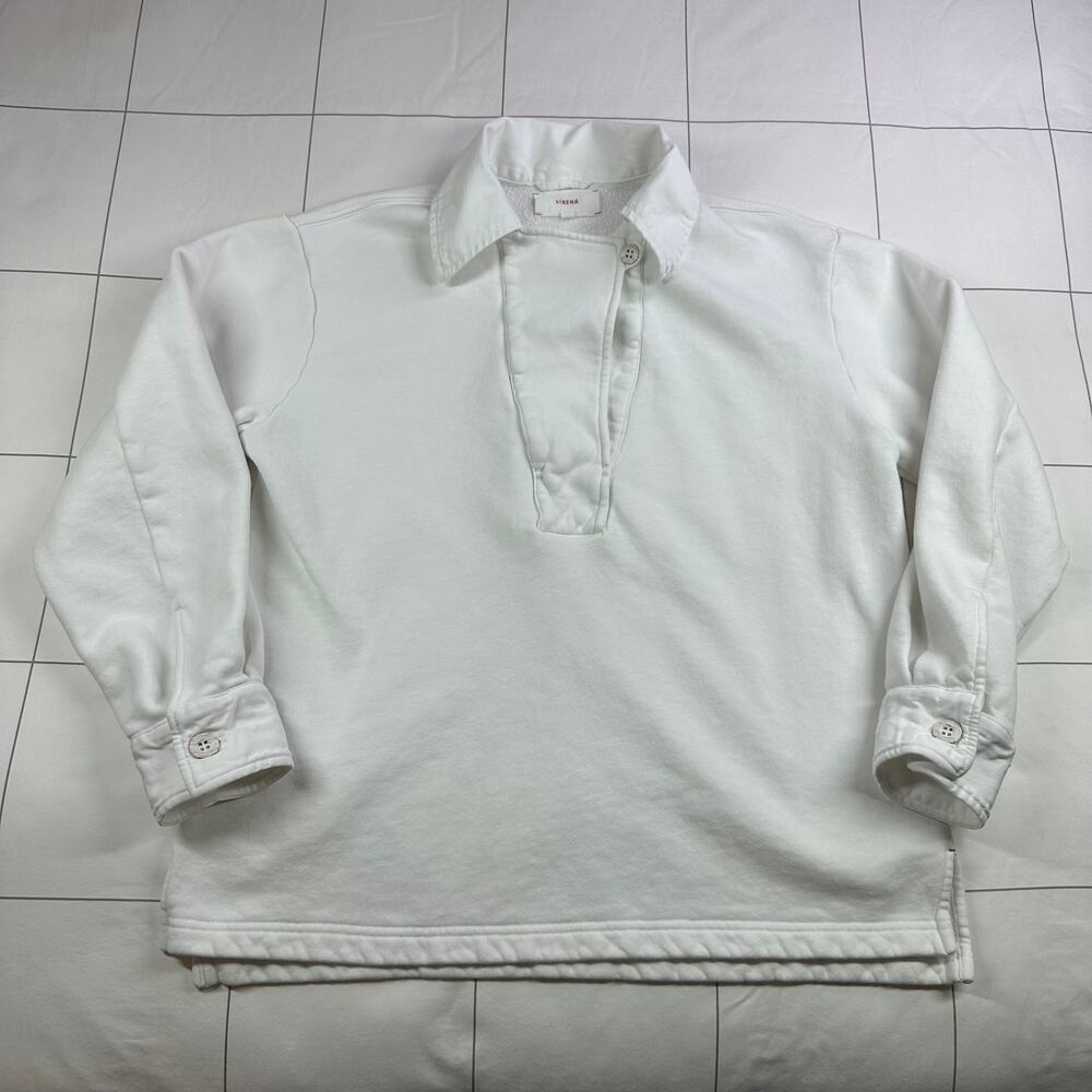 Xirena Top Womens XS White Cotton Terry Sweatshirt Collared Sporty Casual Travel